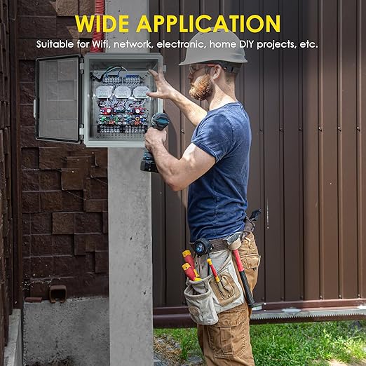 Waterproof Electrical Junction Box, IP67 Plastic Weatherproof Outdoor WiFi Enclosure with Mounting Plate, Wall Brackets, for WiFi Electronics Project, Clear (5.9"x5.9"x3.5")