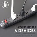 Digital Energy 6-Outlet Surge Protector Power Strip with 25-Ft Long Extension Cord, Black, ETL Listed/UL Standard