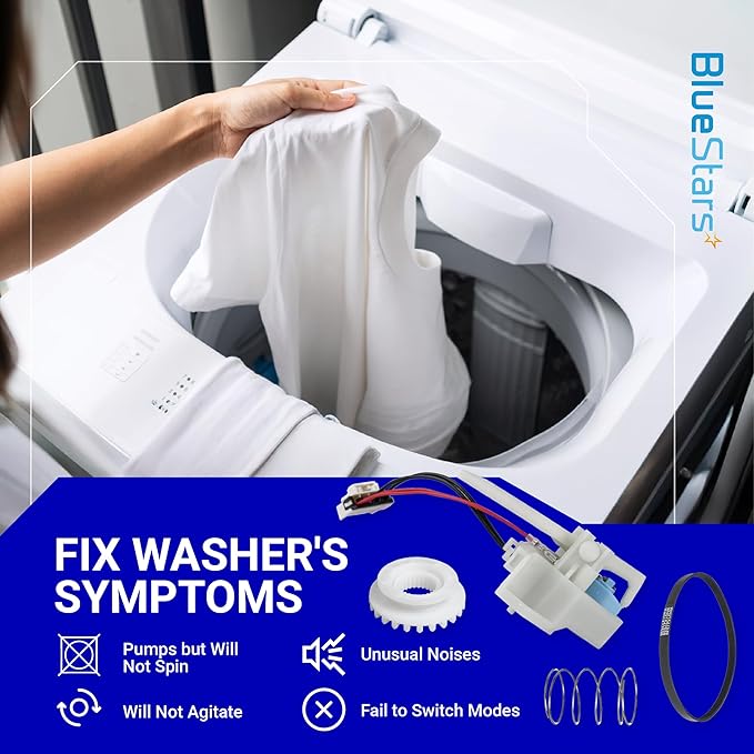 [UPGRADED] BlueStars WH03X30517 Washer Shift Actuator & WH01X27538 Washer Drive Belt & WH05X24185 Washing Machine Clutch & WH01X24434 Washer Spring - for GE Hotpoint Clothes Washer
