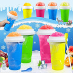 Tgosomt 2Pack Slushie Maker Cup, Quick Magic Squeeze Slushy Cup, DIY Frozen Smoothies Cups, Juice Milk shake Yogurt Ice Cream Maker, Double Layers Cooling Cups, Cool Fun Gifts (Blue&Green)