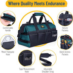 Garden Tool Bag Organizer – 13 Pocket Heavy-Duty Gardening Tote with 7 Outer & 6 Inner Compartments, Anti-Slip Base, Adjustable Shoulder Strap & Belt – Garden Organizers and Storage (Green)