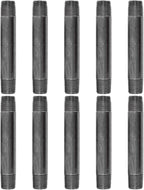 Pipe Decor 1/2" x 5" Malleable Cast Iron Pipe Nipple, Pre Cut Connectors, Industrial Steel Grey Fits Standard Half Inch Black Threaded Pipes Nipples and Fittings, Vintage DIY Furniture, 10 Pack