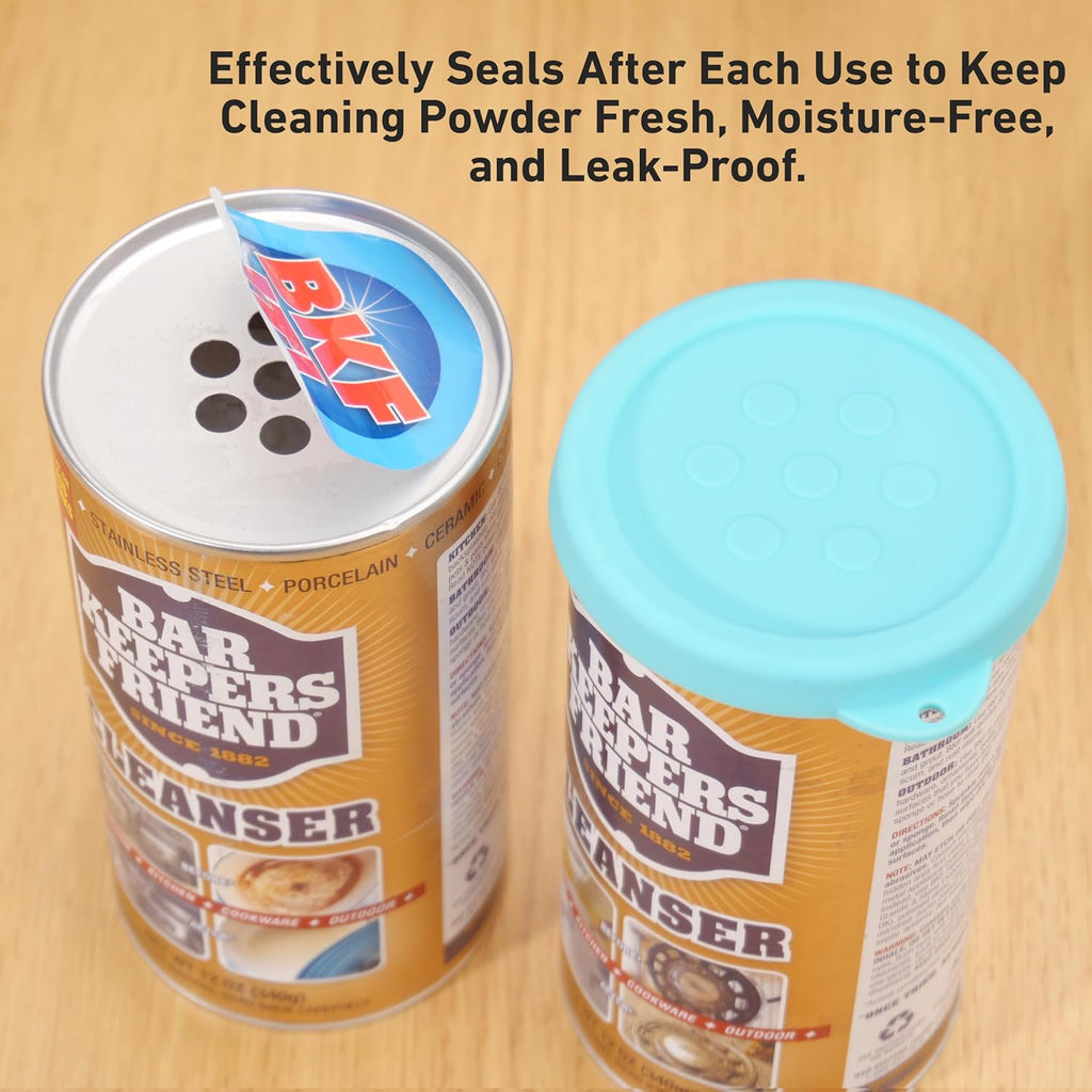 4 Pack Silicone Powder Cleanser Lids, Compatible with Bar Keepers Friend, Comet, Ajax Powder Cleanser (12 oz & 21oz), Moisture Resistance, Cleanser Accessory to Keep Powder Dry