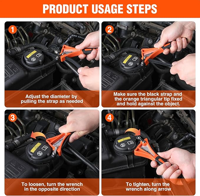 ValueMax 2-piece Strap Wrench Set, Adjustable Oil Filter Wrench with Max Diameter 4" (Small) and 6"(Large) for Shower Head Water Filter, Jar Opener Set