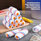 Leumoi 200 Pcs 4 Inch Mini Paint Roller Bulk Small Microfiber Roller Cover 1/2" Nap for Paint Brush for House Painting Supplies DIY Craft Home Wall Repair Tool Kit Set(Red Blue)