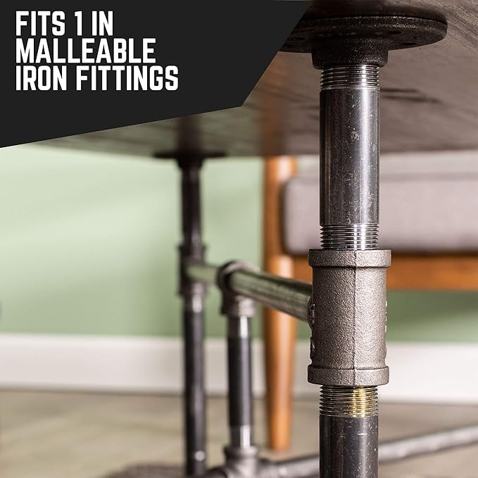 PIPE DÉCOR 1/2” x 42” Malleable Cast Iron Pipe Nipple, Pre-Cut Connectors, Industrial Steel Grey Fits Standard Half Inch Black Threaded Pipes Nipples and Fittings, Build Vintage DIY Furniture, 4 Pack