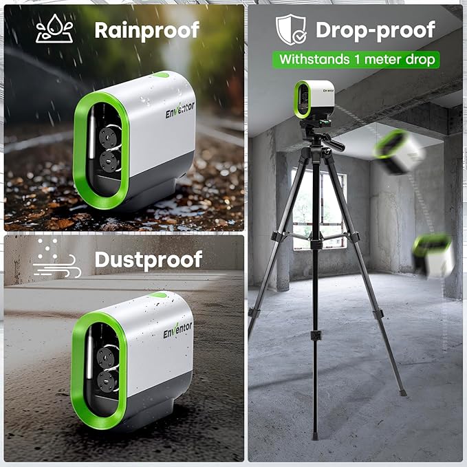 Enventor Green Laser Level, Self Leveling Laser Level for Picture Hanging and Home DIY, Horizontal and Vertical Cross-Line Laser, Rotatable 360° Magnetic Holder, Pulse Mode, USB Charging
