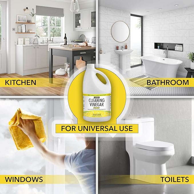 HARRIS Cleaning Vinegar All Purpose Household Multi-Surface Cleaner, 128oz (Lemon) with Easy Pour Funnel Included