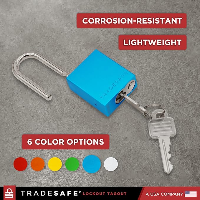TRADESAFE Lockout Tagout Locks Set - 10 Blue Aluminum Loto Locks, Lock Out Tag Out Padlocks Keyed Alike, 2 Keys Per Lockout Padlock, OSHA Compliant