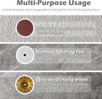 Electric Diamond Polisher Machine with Extendable Handle & Vacuum Port, 6-Speed Concrete Grinder for Dustless Floor and Wall Grinding, Epoxy, Paint, Stone, Cement, and Metal Surface Removal