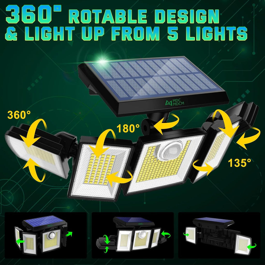 Solar Outdoor Lights Motion Sensor Waterproof - 416 LEDs 3000 Lumens Super Bright Solar Flood Security Light for Porch Yard Patio Garage