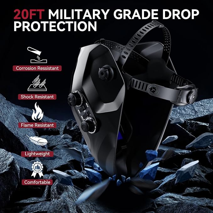 ARCCAPTAIN Auto Darkening Welding Helmet, 3.94"X3.66" Large Viewing Screen True Color Welding Hood with 4 Arc Sensor Solar Powered, Wide Shade 4-5/5-9/9-13 Welding Mask (Glossy Black)