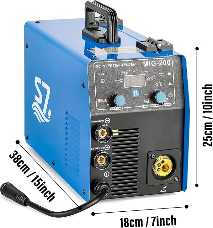 MIG Welder, 200Amp 4 in 1 Gas MIG/Gasless Flux Core MIG/Stick/Lift TIG Multi Process Welding Machine