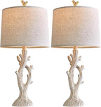 OYEARS Farmhouse Table Lamps Set of 2 for Living Room Bedroom Bedside Tree Lamp Nightstand End Table 25" Lamps Vintage Natural Style