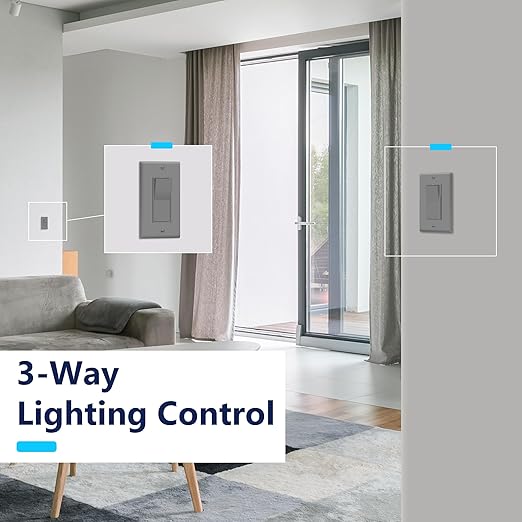 LIDER Dimmer Paddle Switch for Dimmable 300W LED/CFL Lights, 1-Pole or 3-Way, 120 V, Modern Upgrade, UL Listed, Wall Plate Included, Gray