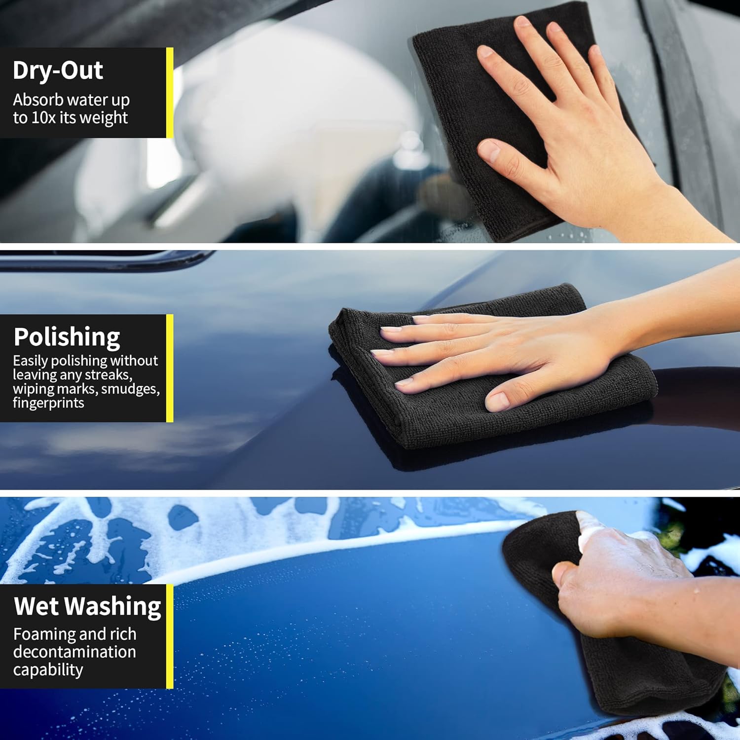 HOMERHYME Microfiber Cleaning Cloth, Premium 8 Pack Cleaning Towels, Lint-Free & Streak-Free Ultra Absorbent, 300GSM Reusable Microfiber Towel for Cars Shop Garage Home and Kitchen, 12.6" x 12.6"