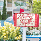 Kawani Happy Valentine's Day Mailbox Covers Magnetic Pink Red Love Heart Valentines Mailbox Covers Magnetic Standard Size 25.5x21 Inch Holiday Post Letter Box Cover for Garden Yard Decor