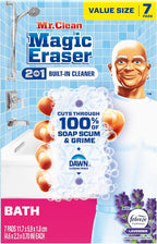 Mr. Clean Magic Eraser Sponge, Bathroom Cleaner, Soap Scum Shower & Tub Cleaner, 2 in 1 Bath, 7ct