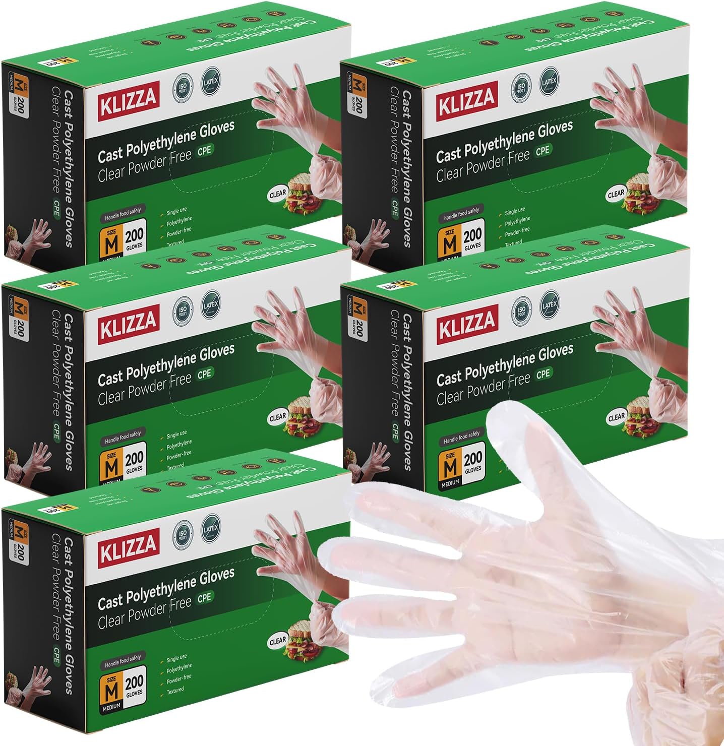 Plastic Gloves Disposable, Latex-Free, Powder Free, Clear Gloves Safe for Cooking, Food Prep, Kitchen,Cleaning