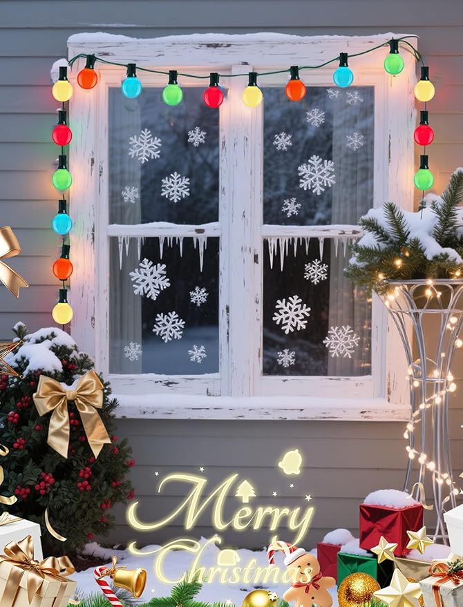 Abeja 25 Pack G40 Multicolor Ceramic Enamel Bulbs, G40 Globe Christmas Replacement Bulbs for Outdoor Patio String Lights, Shatterproof Round Christmas Light Bulbs, E12/C7 Candelabra Base, 5 Watt