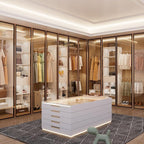 8ft Closet System with Drawers, 99 Inches Walk in Closet Organizer System with 3 Hanging Rods, Adjustable Built in Closets Systems, Sturdy Closets Insert, Easy Assembly, Max Load 1000 Lbs, White