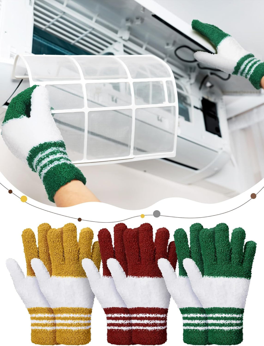 Patelai 3 Pairs Microfiber Plant Dusting Gloves Leaf Cleaning Gloves for Indoor Plants, Blinds, Furniture, House(Medium,Red, Green, Yellow)