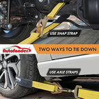 Heavy Duty Adjustable Car Tie Down Kit with Snap Hooks -Break Strength 10,000 lbs-Working Load 3333 lbs-Bonus Includes 4 Pack 36" Axle Straps with D-Ring(Yellow)