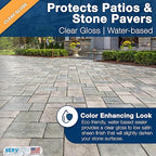 Natural Stone Sealer Plus Stain Guard (Clear Gloss Finish) Commercial Grade Outdoor Indoor Waterproof Grout Sealer Protects Pavers Pools Patios Landscape Stones (1 Gallon) H2700S