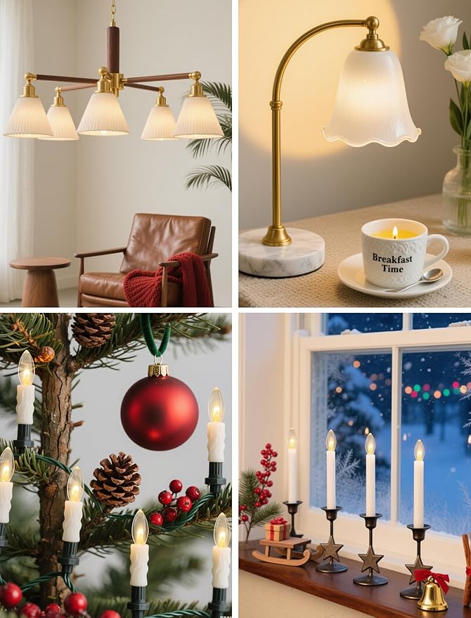 Abeja 25 Pack C26 Clear Torpedo Tip Replacement Lights Bulbs, 7 Watts Replacement Light Bulbs C26 Window Candle Bulbs for Electric Nightlights, Chandeliers, C7/E12 Candelabra Base