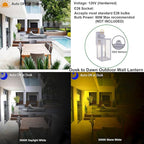 LIT-PaTH Dusk to Dawn Outdoor Wall Lantern, Wall Sconce as Porch Lighting Fixture, E26 Medium Base Max 60W, Anti-Rust Metal with Glass Shade, White, 1-Pack