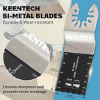 KEENTECH 50PCS Bi-Metal Oscillating Tool Blade for Wood & Metal, General Purpose Multitool Blade for Wood Panel, Nails, Bolts, Screw, Drywall, Quick Release Oscillating Saw Blade for Fine Finish