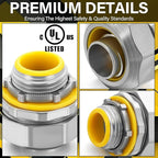 Gisafai 5 pcs Liquid Tight Connector Straight Insulated Zinc Die Cast Metal Tight Electrical Conduit Fittings for 1/2 inch Flexible and Type B Flexible