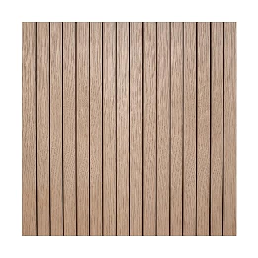 4ft x 4ft Unfinished White Oak Veneer Flexible Tambour Wall Panel with 3/4" 30-Degree Groove Slats, Flexible & Customizable