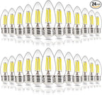 ALAMPEVER E26 LED Bulb 60 Watts, B11 Chandelier Light Bulbs, 5000K Daylight Candelabra LED Bulbs, 24 Pack Candle Light Bulbs