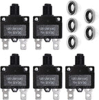 5PCS 15Amp Circuit Breakers with Push Button Reset 32VDC,AC125-250V with Quick Connect Terminals and Waterproof Button Cap