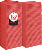 Orighty Cleaning Cloths, Shop Towels 100 Pack, Shop Rags Reusable, Microfiber Cleaning Rags Bulk for Cars, Multi-Purpose Lint Free Towels for Automotive, Mechanic, Kitchen, 11.5’’ x 11.5’’, Red