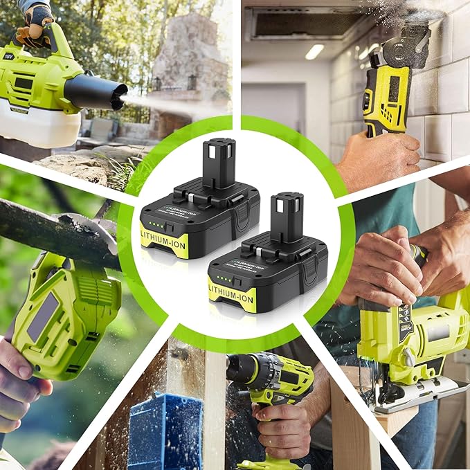 2 Packs P103 18V 3000mAh Lithium Battery Compatible with Ryobi 18V Cordless Power Tools