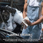 100% Cotton Terry Towels Cleaning Cloths Pack of 50 (12x12 Inches) White Cotton Terry Cloth Bar Rags White Bar Towels, Multipurpose High Absorbent Terry Towels for Cleaning Auto Detailing or Painters