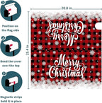 Kawani Merry Christmas Mailbox Cover Winter Snowflake Red Black Buffalo Plaid Christmas Decorative Mailbox Cover Magnetic Standard Size 25.5x21 Inch Xmas Post Box Cover Wraps for Garden Yard Decor