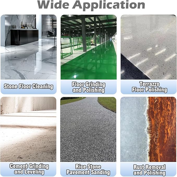 Electric Diamond Polisher Machine+Telescopic Rod 3800W 6 Speed Gears Triple Head Concrete Diamond Grinder for Metal,Stone,Cement Brick Surface Grinding,Epoxy Resin Removal Rock Granite