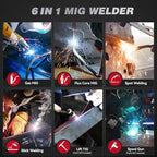 ARCCAPTAIN iControl MIG205 Pro MIG Welder 205A 120V 240V Gas MIG/Gasless Flux MIG/MMA Stick/Lift TIG/Spot Welding/Spool Gun Aluminum Welding Machine, 6 in 1 Professional Welder Machine, APP Control