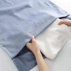 Linen Hanging Laundry Bag, 100% Linen Over The Door Laundry Hamper with Buttons and Zipper, Space Saving Door Hampers for Laundry Dirty Clothes Home Travel, Blue