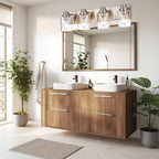 4 Light Vanity Light Brushed Nickel Bathroom Lighting Fixtures Over Mirror, Modern Bathroom Light with Clear Glass Shade, Farmhouse Vanity Lights