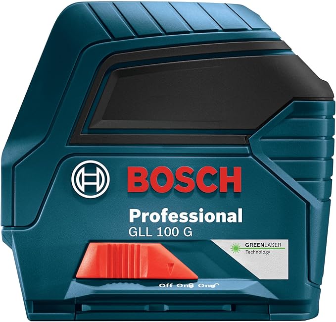 BOSCH GLL 100 GX 100 Ft Green-Beam Self-Leveling Cross-Line Laser, Includes 3 AA Batteries, Positioning Device, Green Laser Target Plate, & Heavy-Duty Pouch
