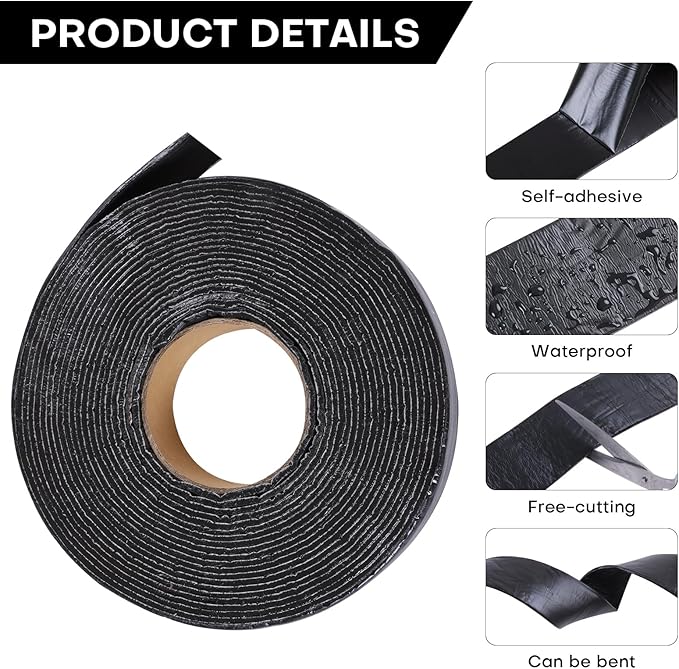 Boshen 1 Roll 2in x 33 FT Asphalt Crack Tape Self-Adhesive Asphalt Crack Filler Asphalt Joint Repair for Driveway Parking Lot Roof Asphalt Cement Road(3mm Thick), No Torch Required