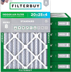 Filterbuy 20x25x4 Air Filter MERV 8 (MPR 700) Dust Defense Replacement (6-Pack), Electrostatic Pleated HVAC AC Furnace Filters, Made in USA (Actual Size: 19.50 x 24.50 x 3.63)