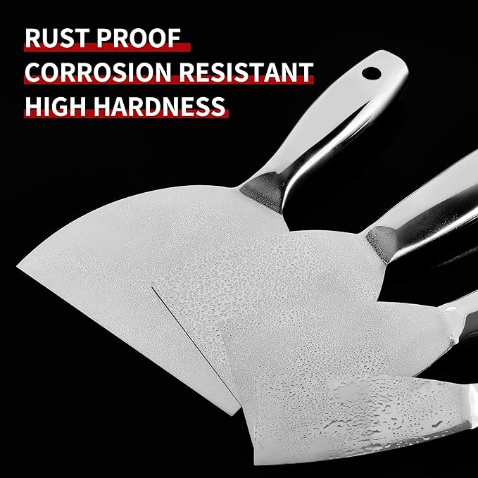 Fishark Putty Knife, 5 Pcs Putty Knife Set, 2" 3" 4" 6" 8" Stainless Steel Scraper, Spackle Knife, Wallpaper Scraper Paint Scraper Tool for Drywall Repair, Removing Wallpaper, Mud, Applying Plaster