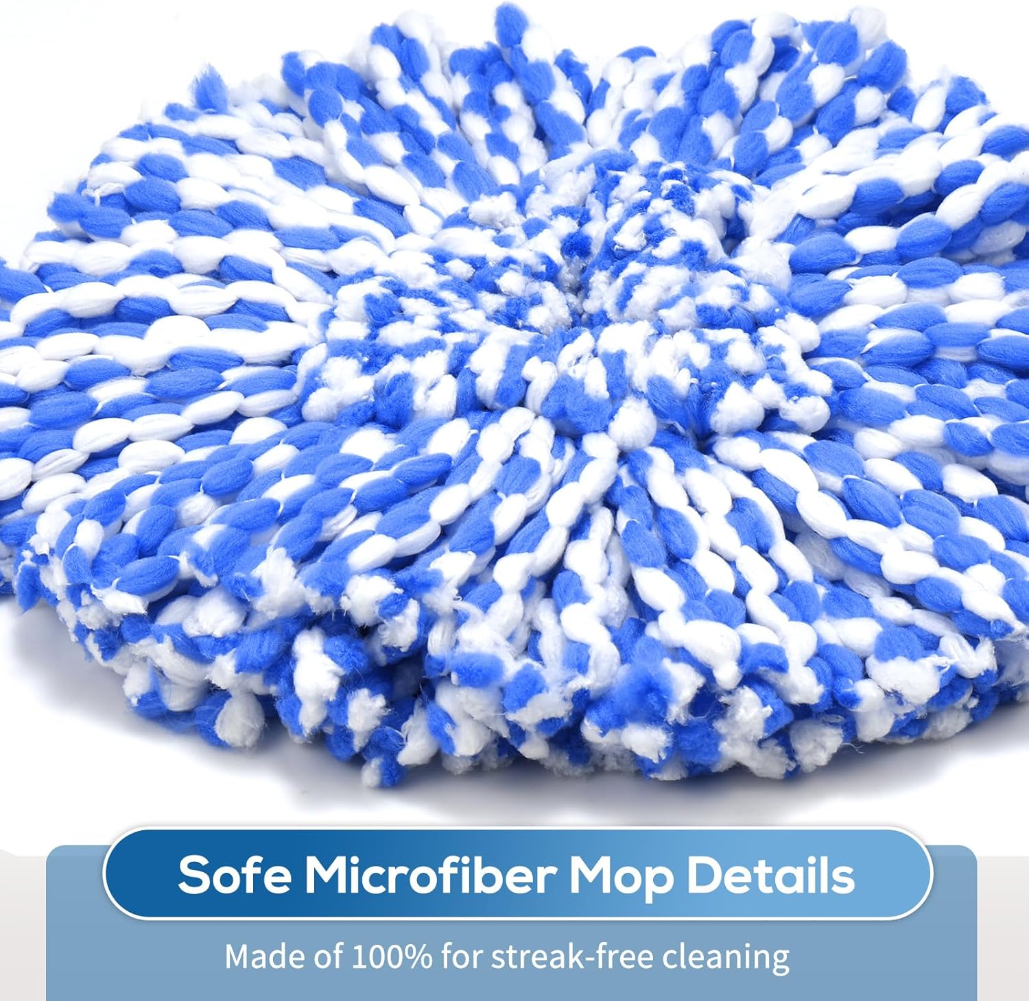 8 Pack RinseClean Spin Mop Replacement Head Refills with 1 Rotating Mop Base Compatible with O Ceda RinseClean 2 Tank System, Blue Microfiber Mop Refills for Floor Cleaning