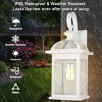 Darkaway Outdoor Lights Fixtures Wall Mount, Large 22inch Outdoor Wall Sconce Lights with Seeded Glass Waterproof Outside Exterior Lights Fixture for House Front Porch Patio （Large, White）