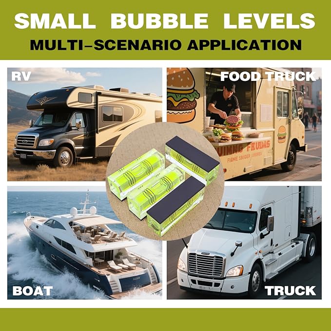 4Pcs Magnetic High Precision Small Bubble Level 52x20x15mm Three Line Horizontal Mini Spirit Level for Picture Hanging 3D Printer RV Camping & Carpentry